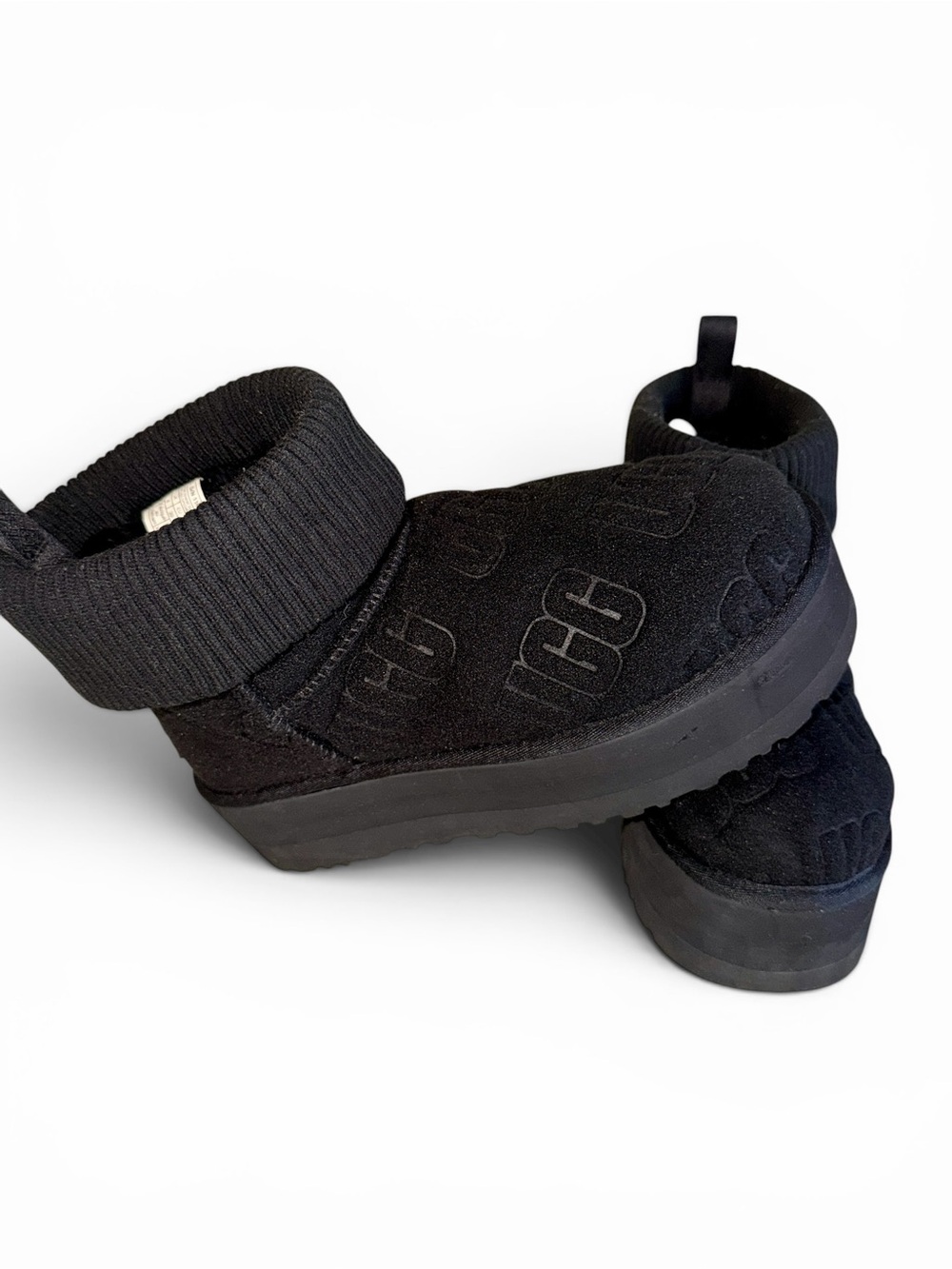 UGG Classic Mini Platform Boot - Monogram / Knit Cuff (Black)